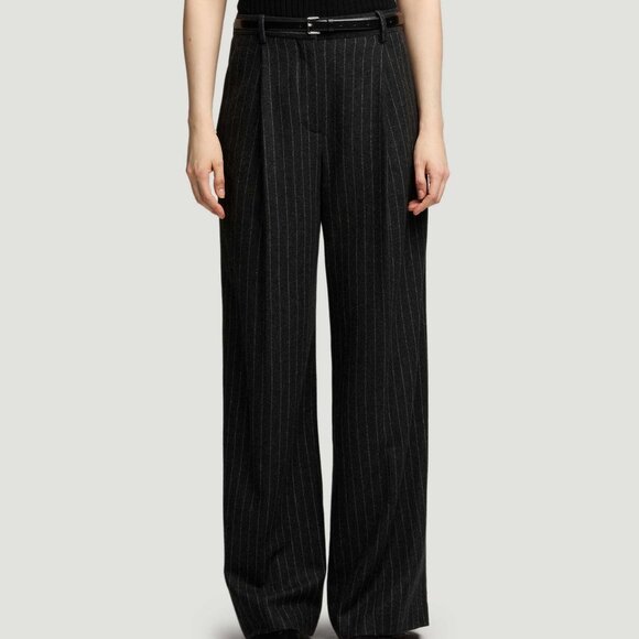 Argent Pants - NEW Argent Single Pleat Trouser in Wool Blend Pinstripe